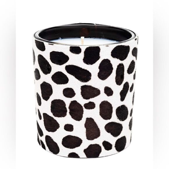 Dillon luxury designer candle “Wild Thing #2" Natural Hair on Hide White Spotted - Picture 1 of 3